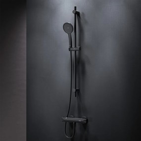Ručná sprchová súprava AM.PM Hit F428TA46 s termostatickou sprchovou batériou, čierna