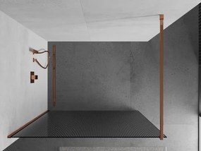 Mexen Kioto, sprchová zástena 130x200 cm, 8mm sklo s rebrovým vzorom, profil ružové zlato, 800-130-101-60-09
