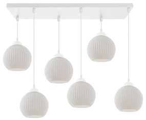 Závesné svietidlo Riffle Round, 6x biele sklenené tienidlo, w