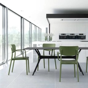 LISA záhradná stolička s podrúčkami olive green