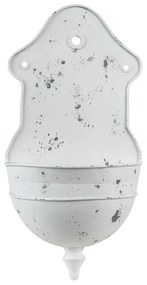 Bielo-sivý antik plechový nástenný box na kvety - 24*10*47 cm