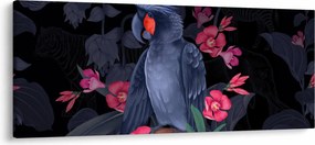 Obraz - Papagáj medzi kvetmi (120x50 cm)