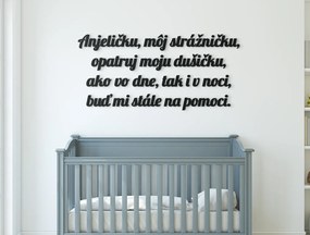drevko Citát na stenu Anjeličku, môj strážničku Rozmer obrazu: 29 x 61,5 cm, Farba dekorácie: Čierna