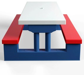 Spielwerk Detská sedacia zostava so slnečníkom JASMIN, 67x78,5x42,5cm, modrá/biela/červená
