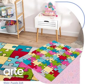 Koberec Agnella Funky Top Super Puzzle žltý