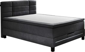 Postel boxspring s osvetlením Jefferson 140x200 cm, antracitová látka