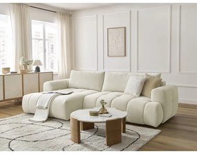 Béžová rozkladacia/s úložným priestorom rohová pohovka (ľavý roh/s leňoškou) Fuji – Bobochic Paris