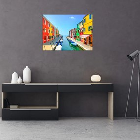Sklenený obraz - Ostrov Burano, Benátky, Taliansko (70x50 cm)