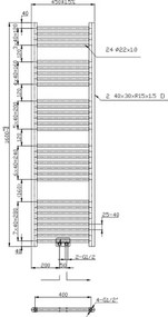 Novaservis - Kúpeľňový rebríkový radiátor 648W/230V 160x45 cm čierny rovný