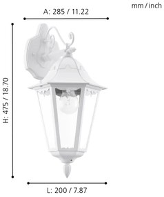 Eglo 93445 - Vonkajšie nástenné svietidlo navedie 1xE27/60W/230V