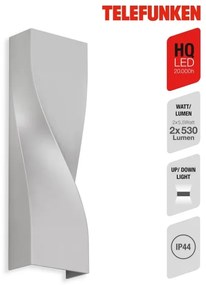 Telefunken 312704TF-LED Vonkajšie nástenné svietidlo 2xLED/5,5W/230V IP44 strieborná