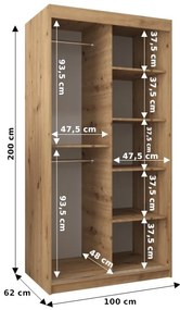 Šatníková skriňa 100 cm Verika 4 100 (dub sonoma). Vlastná spoľahlivá doprava až k Vám domov. 1064258