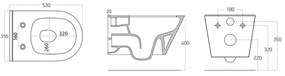 Sapho, AVVA závesná WC misa s bidet. spŕškou, Rimless, 35,5x53 cm, čierna lesklá, 100312-108
