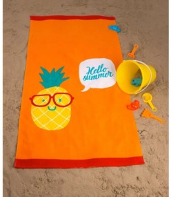 Detská plážová osuška Ananás Oranžová  70x 140 cm