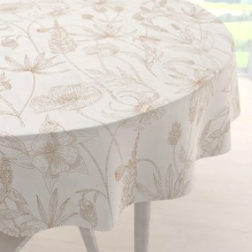 Biante Bavlnený okrúhly obrus Sandra SA-425 Hnedé listy na smotanovom Ø 100 cm