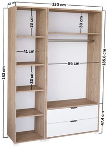 Šatníková skriňa Nissindira (orech svetlý). Akcia -19%. Vlastná spoľahlivá doprava až k Vám domov. 1127772