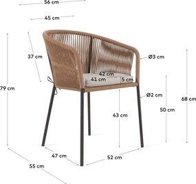Béžová kovová/polstrovaná záhradná stolička Yanet – Kave Home