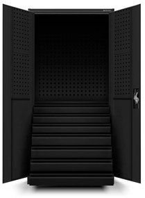 Skriňa na náradie DAREK, 920 x 1850 x 500 mm, All Black: čierna