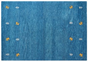 Vlnený koberec gabbeh 160 x 230 cm modrý CALTI Beliani