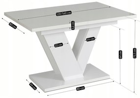 JAKS Jedálenský stôl Clark 120 cm biely gloss glamour