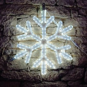DECOLED LED svetelná snehová vločka V, závesná 3D tlač, priemer 67 cm, ľadovo biela