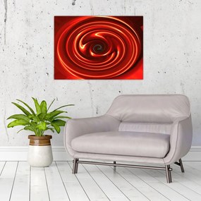 Abstraktný sklenený obraz - červená špirála (70x50 cm)