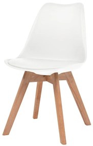 Biela stolička s dubovými nohami KRIS