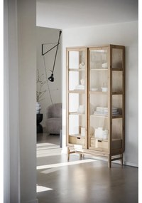 Vitrína v dekore duba s posuvnými dverami v prírodnej farbe 100x203 cm Hazelton – Rowico
