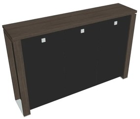 Stredná skriňa Verno+ S 200 x 46 x 130 cm, sklenené dvere, dub antracit / čierna