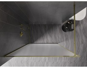 Mexen Kioto-F, sprchová zástena s rámom 130 x 202 cm, 8 mm sklo námraza, zlatý lesklý profil, 800-130-104-50-30