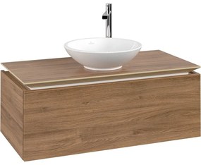 VILLEROY &amp; BOCH Legato závesná skrinka pod umývadlo na dosku (umývadlo v strede), 1 zásuvka, 1000 x 500 x 380 mm, Oak Kansas, B57100RH