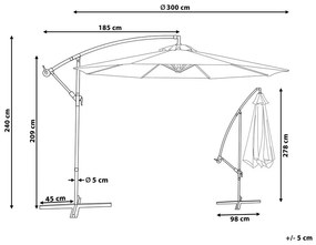 Záhradný slnečník 300 cm RAVONA (kov) (svetlobéžová). Vlastná spoľahlivá doprava až k Vám domov. 1019413