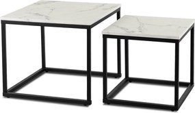 PROXIMA.store - Loftový set konferenčných stolíkov TEVET FARBA: biely mramor, FARBA NÔH: čierna