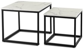 PROXIMA.store - Loftový set konferenčných stolíkov TEVET FARBA: čierny mramor, FARBA NÔH: čierna