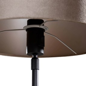 Stolová lampa čierna s taupe zamatovým tienidlom 35 cm - Parte
