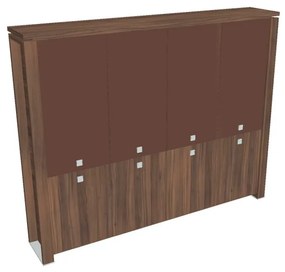 Vysoká skriňa Verno+ 260 x 46 x 210 cm, kombinované dvere, orech / hnedá