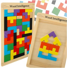 KIK Drevené puzzle tetris bloky 40el.