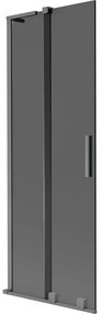 Mexen Velar L, 2-krídlová posuvná vaňová zástena 75 x 150 cm, 8mm šedé sklo, grafitová, 896-075-003-41-95