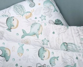 Detské bavlnené obliečky do postieľky 120x90 cm BABYMAM PREMIUM - Morský svet