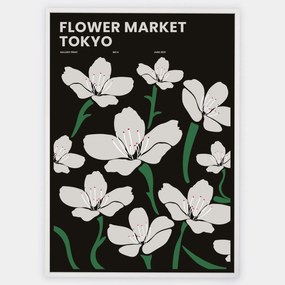 Plagát Flower Market Tokyo in Black