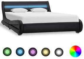 vidaXL Posteľný rám s LED, čierny, umelá koža 160x200 cm