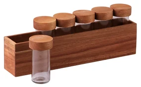 Koreničky v stojane set 7ks Agát 32,9 x 6 x 11,6 cm - FLOW Wooden - 593716