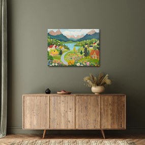 Obraz - Dedina v horách (70x50 cm)