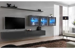 Obývacia stena Switch XVII Sklo +LED Grafit