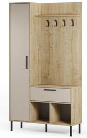 Predsieňová zostava v dekore duba v krémovo-prírodnej farbe 108x195x35 cm Heidy – Marckeric