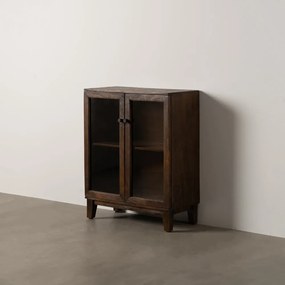 Hnedá vitrína z mangového dreva 80x100x40 cm Ravi – Ixia