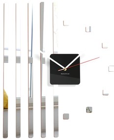 Nástenné zrkadlové hodiny štvorce Flex z10b, 58 cm, strieborné