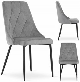 AKCIA Svetlosivá zamatová jedálenská stolička IMOLA II. akosť