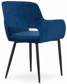 Set dvoch jedálenských stoličiek AMALFI zamat modré (čierne nohy) 2ks