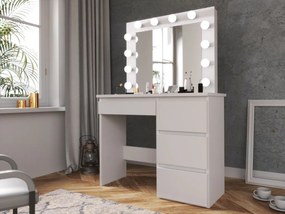Toaletný stolík s LED zrkadlom biely